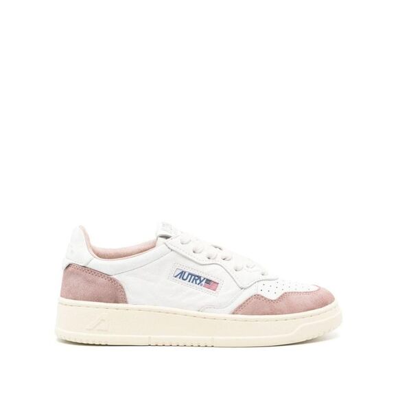 AUTRY Low Top Leather Sneakers with Suede Accents Women WHT/NUDE